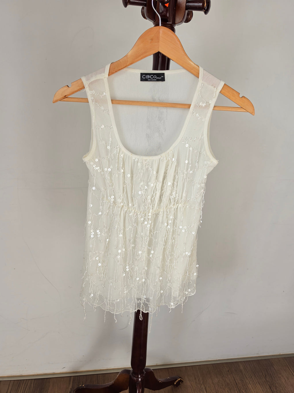 CoCo Styles Girls White Layered Lace Cami Tank Top
