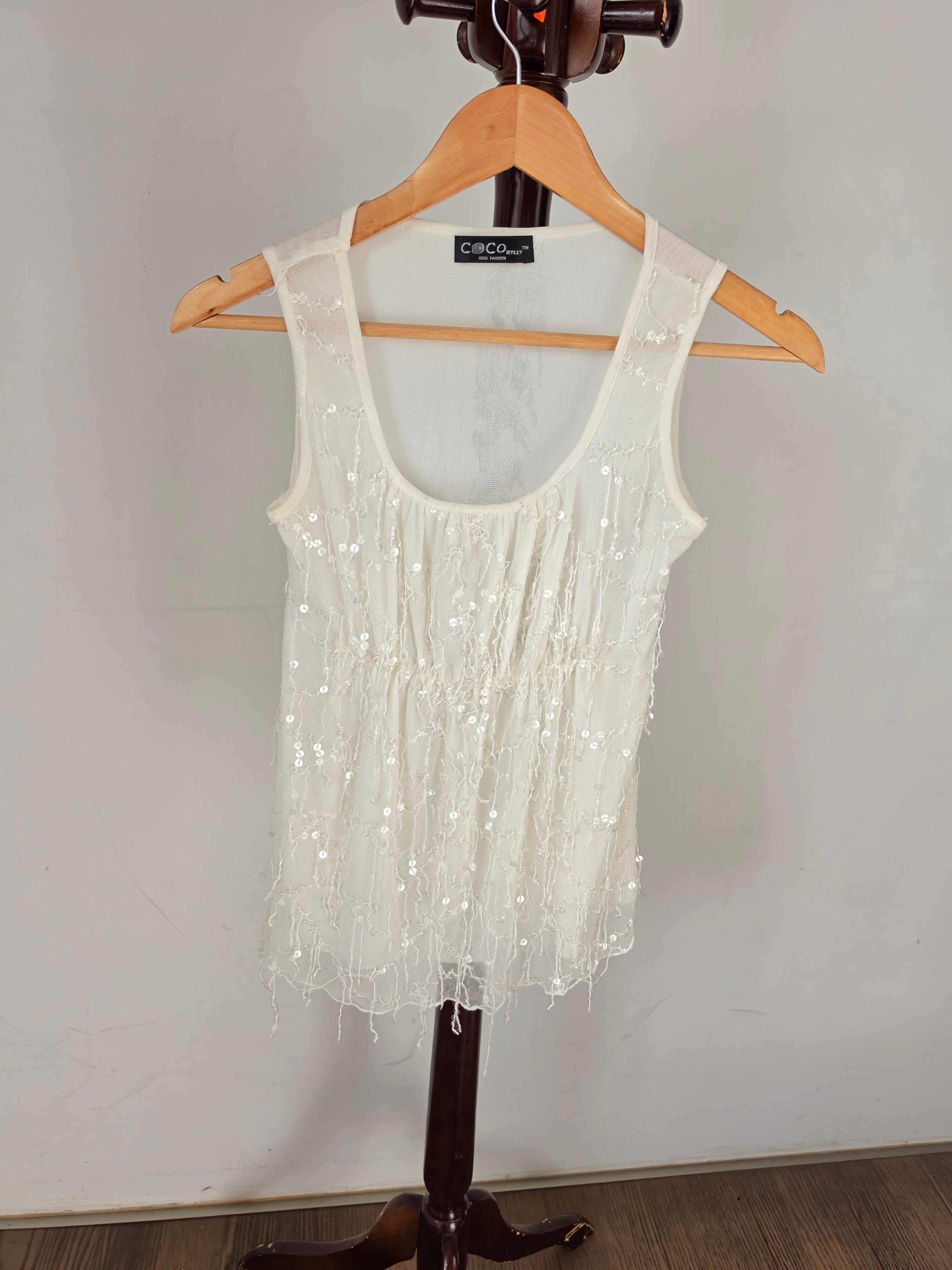 CoCo Styles Girls White Layered Lace Cami Tank Top
