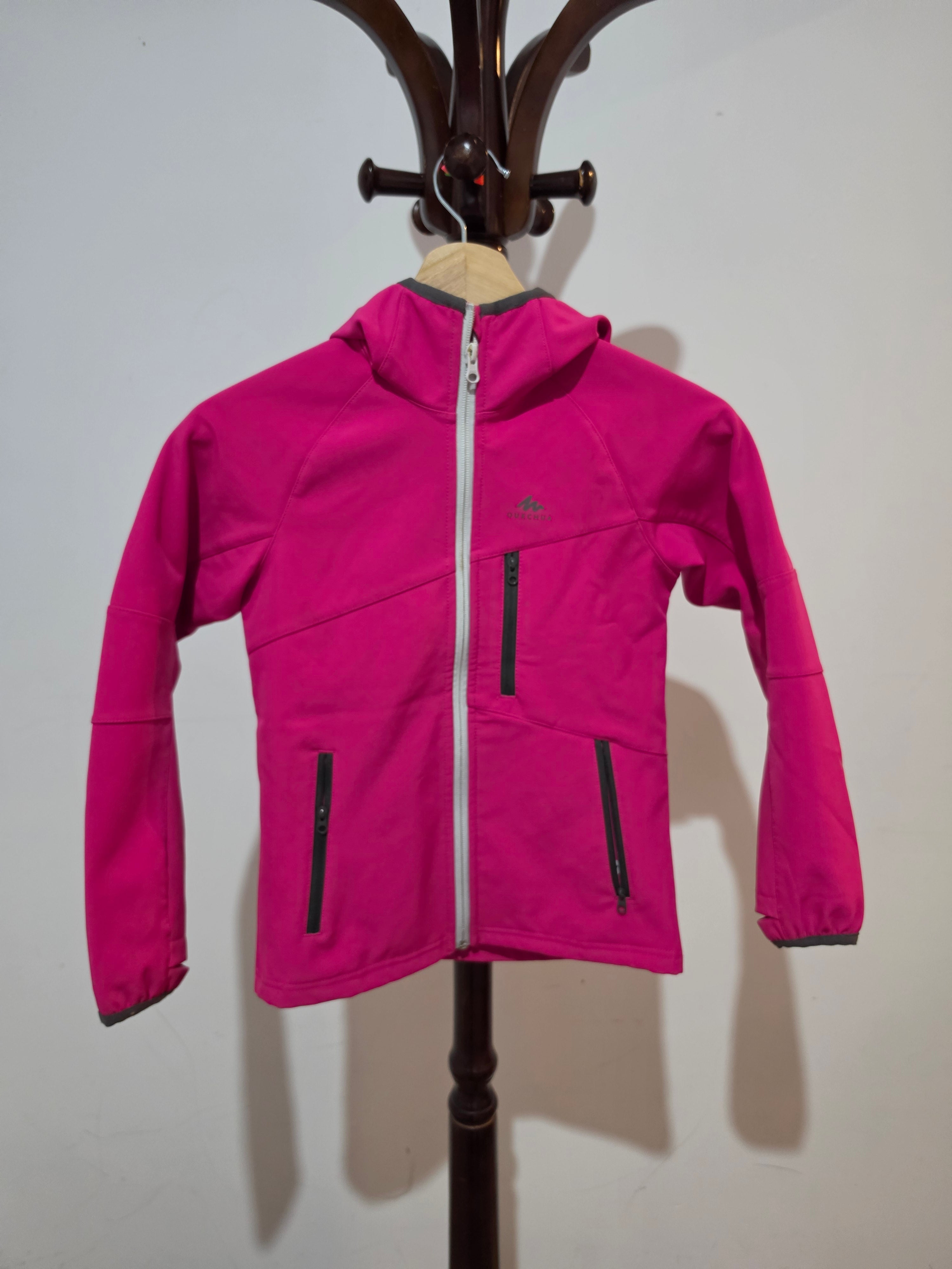 Quechua Kids’ Bright Pink Softshell Hooded Jacket 7-8years