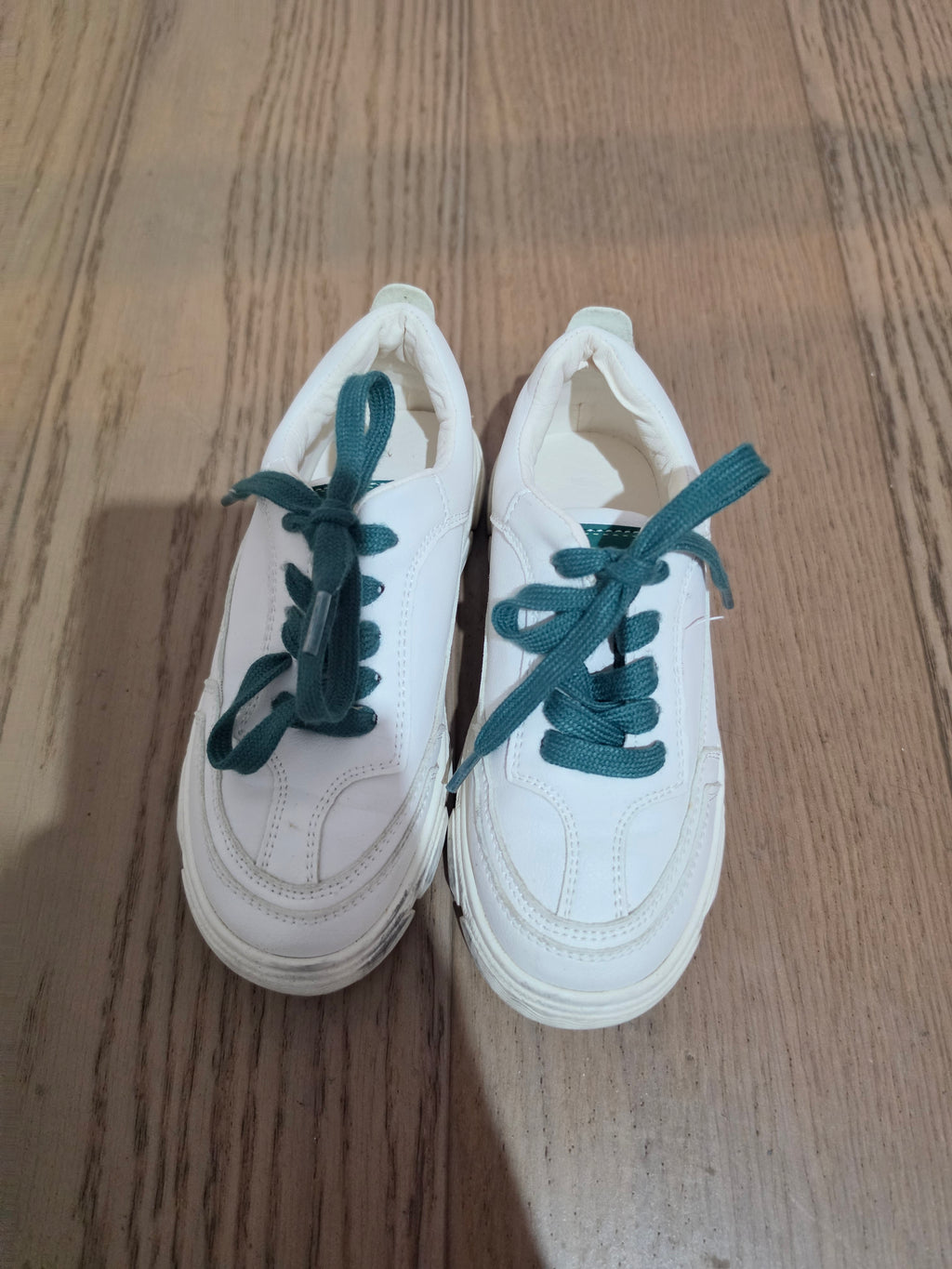 Kids’ White Chunky Sneakers with Green Laces
