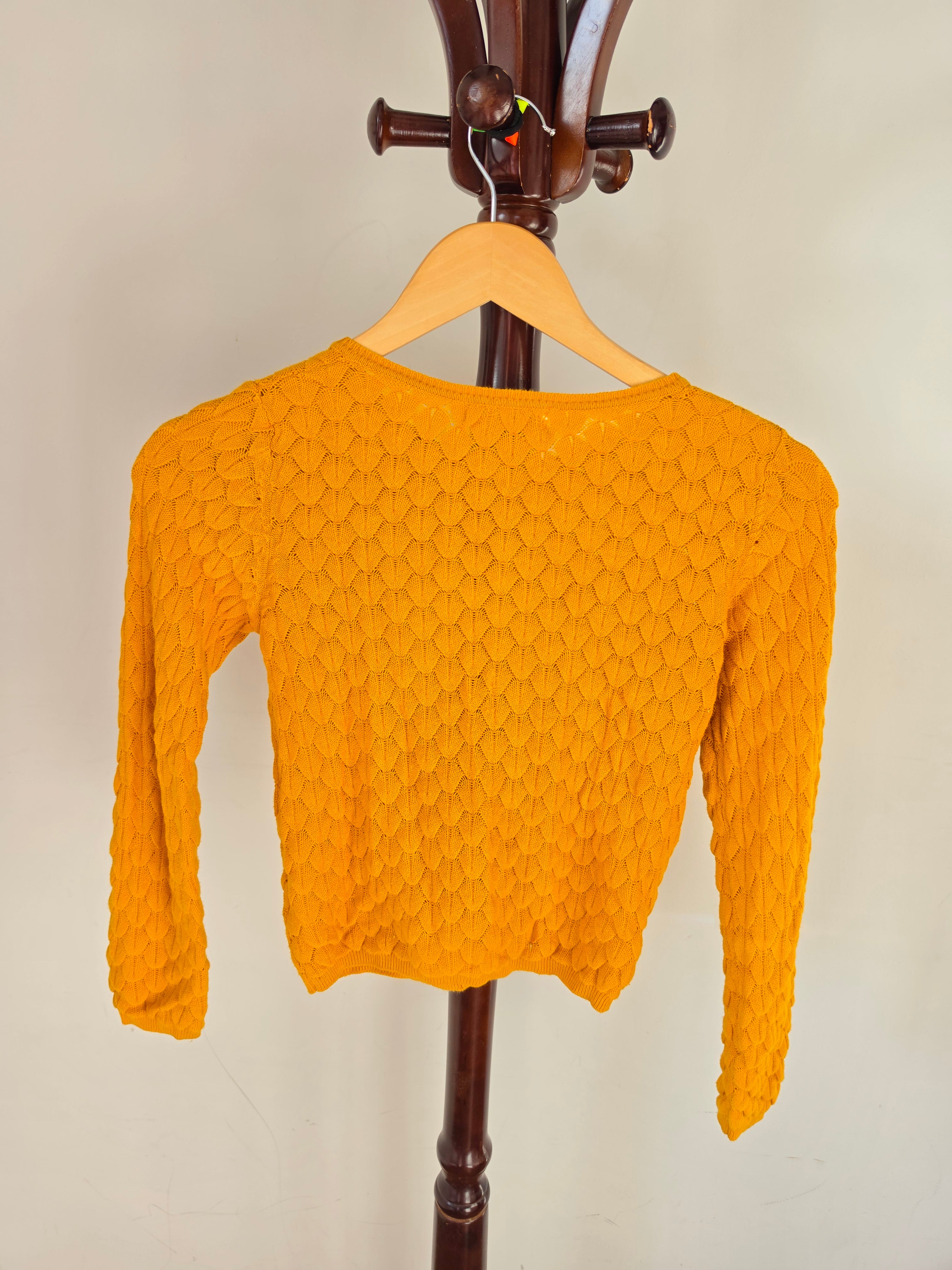 H&M Girls Mustard Yellow Cable Knit Cropped Cardigan